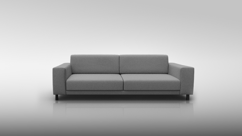 Image d'un canapé deux places TYME, personnalisé avec des pieds ronds en bois.